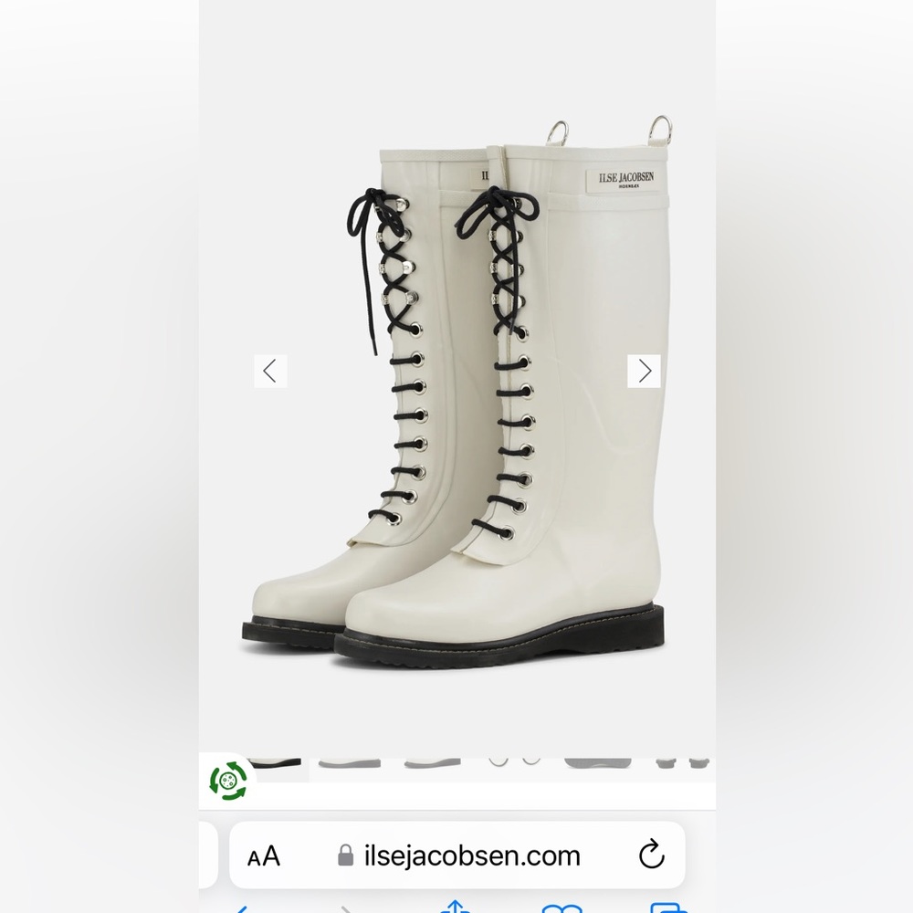 Ilse Jacobsen rubber tall rain boots. Wellington. Beige with black sole. size 39